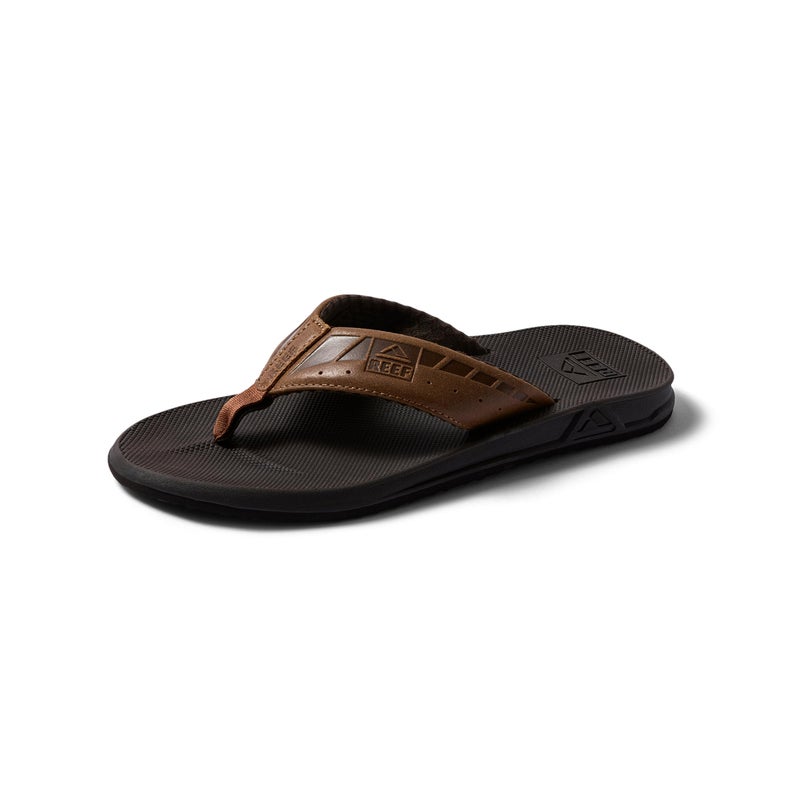 Reef Phantom LE Mens Beach Flip Flop, Full Grain Leather Strap, Compression Molded EVA footbed, Brown/Tan, 9 - Image 1